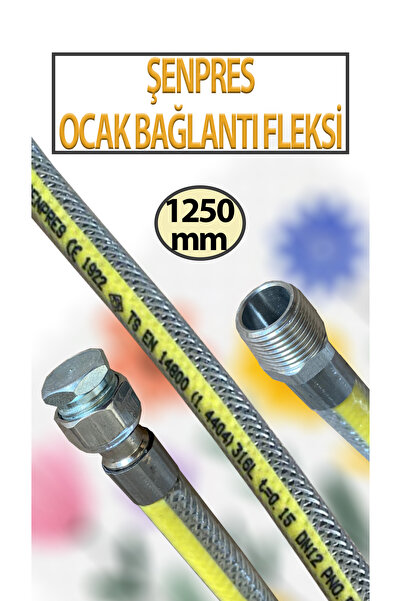 ŞENPRES Doğalgaz, Ocak Bağlantı Fleksi 1250 Mm (1,25 Metre) Uzunluğunda 1/2 L...