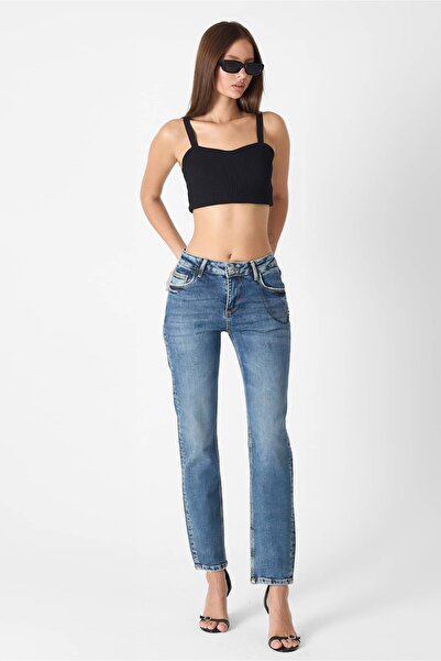 What's Up Whatsup Women's Mid-Rise Boyfriend Jeans - Blue