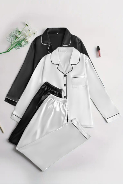 Sweet Dream 2Sets Womens Pajamas Set 4 Piece Pjs Soft Long Sleeve Top and Pan...