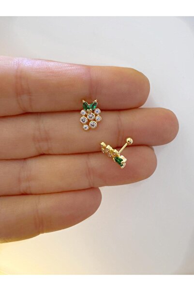 Arescollection 1 ADET ZİRKON TAŞLI üzüm ÇELİK TRAGUS HELİX LOBE UYUMLU PİERCİNG
