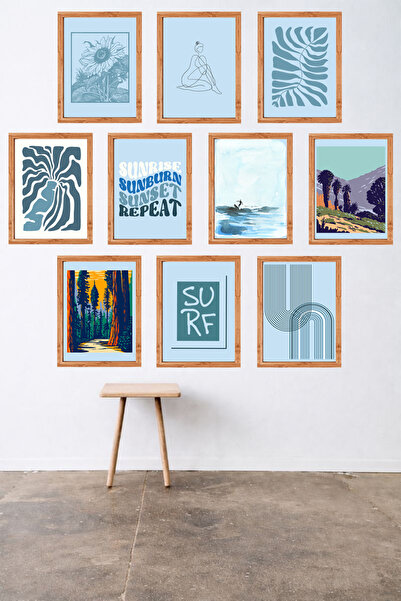 UNT 10-Piece Modern Bohemian Wall Painting Set with Frame Look – 15X20 cm Mdf...