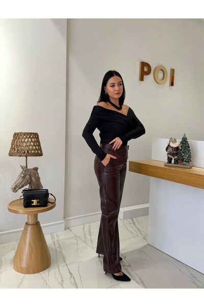 LF KROKODİL DOKULU BORDO PANTOLON