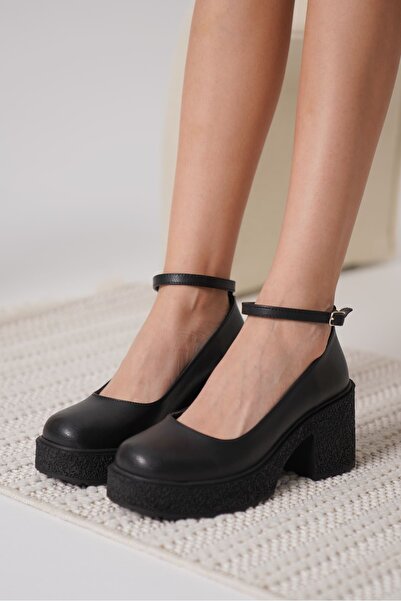 Zerenyus Marea ženske crne cipele na tanku petu sa remenom oko članka