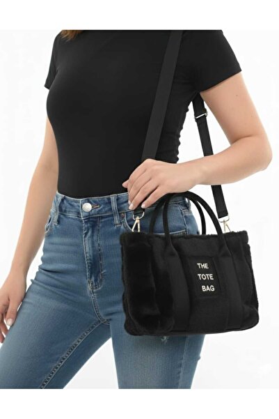 HAS MODA Kadın The Tote Bag Kürklü Peluş El ve Omuz Çantası