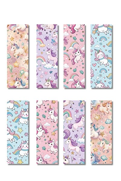 qoeuyl boutique Set de 8 semne de carte cadou cu design unicorn colorat