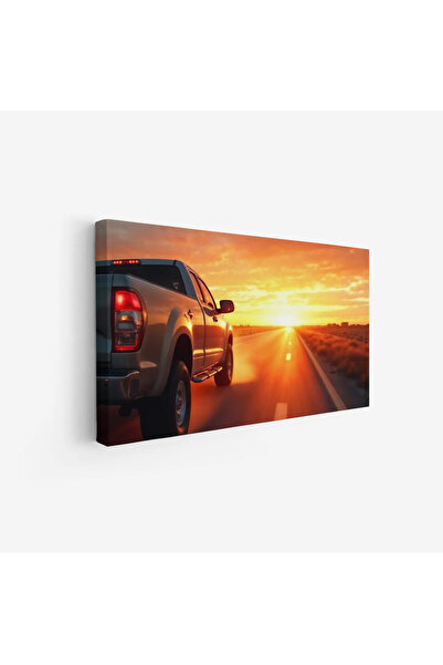 Tajridhome لوحة سيارات - شاحنة على الطريق - غروب الشمس - دافئ - لوحات فنية مو...