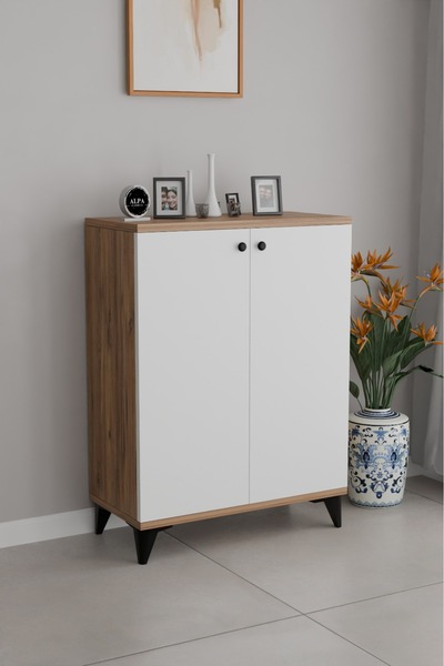 alpaevmobilya Modern Çift Kapaklı Ayarlanabilir Çok Raflı Ayakkabılık Ayaklı ...