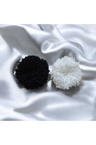 diclecollection 2Pcs Black and White Bun Hair Clip/Scarf Bun Clip/Hair Accessory