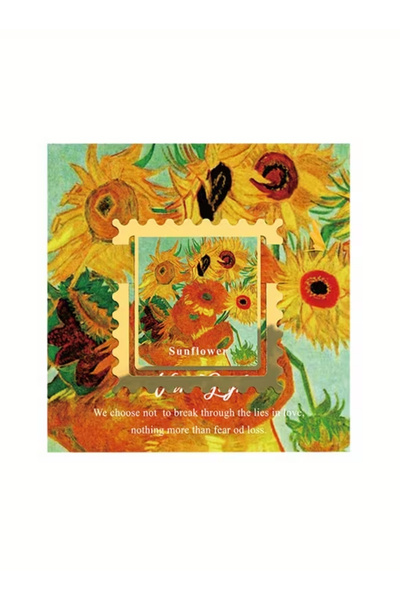Kolbi Craft Ayçiçekleri Van Gogh Geçmeli Altın Renk Metal Kitap Ayracı Hediye...