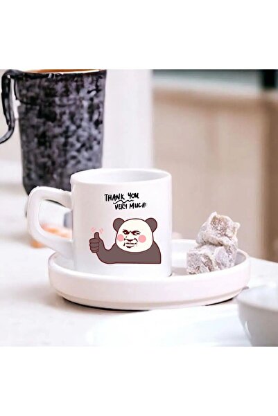 Hediye Vakti Thank You Panda Designed Turkish Coffee Cup – Coffee Cup with Cu...