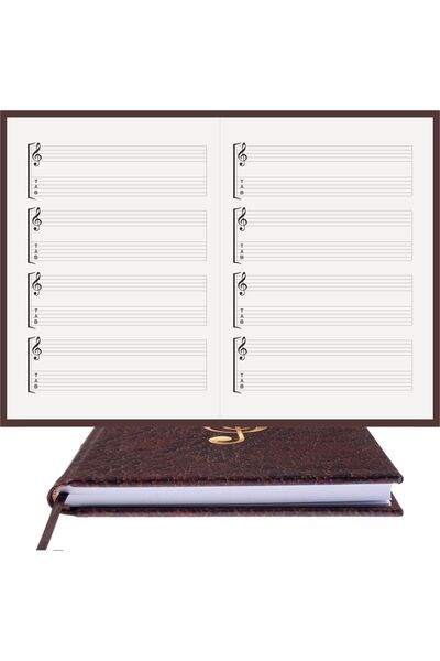 BİDEFTER Guitar Note Book with Treble and Bass Clefs 100% Handmade, Hand Stit...