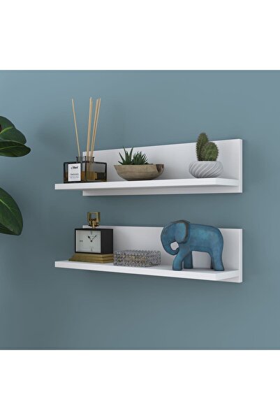 Darga Wood Shop Dekoratif 2 Li Duvar Rafı Beyaz