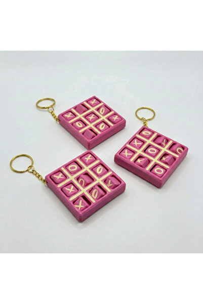Atatuğ Hediyelik Movable Tic Tac Toe (Xox) Keychain - Playable Stress Toy - Pink