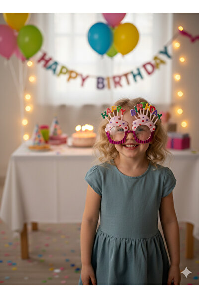 Emsay Store Pembe Happy Birthday Parti Gözlüğü – Eğlenceli & Renkli Doğum Gün...