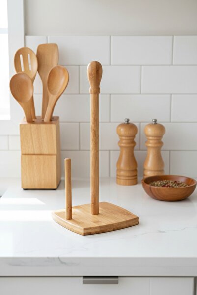 Suo Home Bambu Noir Wooden Paper Towel Holder – Kitchen Countertop Roll Paper...