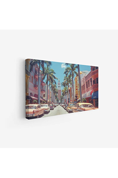 Tajridhome لوحة شوارع - سيارات كلاسيكية - سماء زرقاء - مشمس - لوحات فن عصري -...