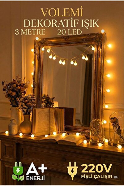 VOLEMİ Gün Işığı 5 Metre Top Led 20 Led Eklemeli Fişli Dekoratif Aydınlatma S...