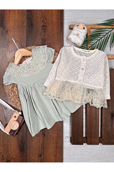 Kids Kingdom Cotton Lace Detailed Bolero 2-Piece Baby Girl Dress