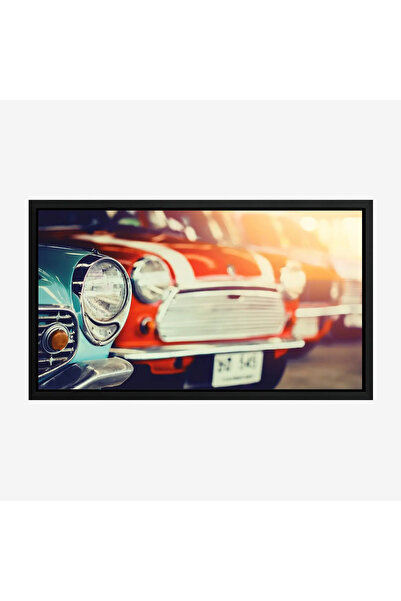 Tajridhome لوحة سيارات كلاسيكية - سيارة حمراء - إضاءة دافئة - حيوية - لوحات ف...