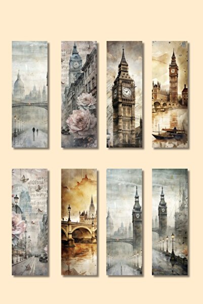 qoeuyl boutique Set de 8 semne de carte cadou cu tematică Londra