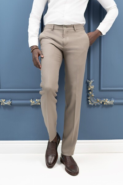Ecer Slimfit Transitional Zipper Closure Fabric Trousers with Side Pockets