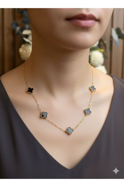 TUĞBATAKIAKSESUAR Gold Renk Çelik VAN CLEEF Yonca Model Kolye
