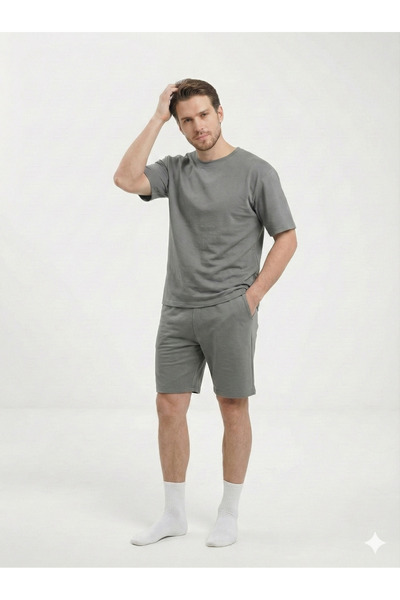 Ayans Pijama Stretch Fabric Combed Cotton Capri Pocketed Unisex Pajama Set