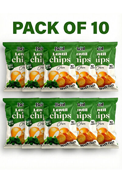 REAL Chips Lentil Onion Flavor – High Protein, Never Fried, Healthy Snack, 60...