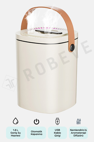 ROBEVE 1.8 Litre RGB Işıklı Buhar Makinesi Hava Nemlendirici Aroma Difüzörü Ç...