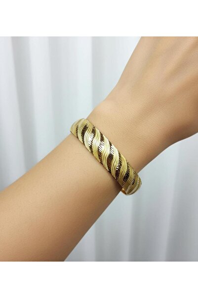 kuyumcu nurettin 10 gr (GRAM) Yaprak Desenli Şarnel Bilezik 22 Ayar Altın Yat...