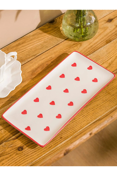 LC Waikiki LCW HOME Marin Kırmızı Kalp Baskılı Sunum Tabağı 29 Cm