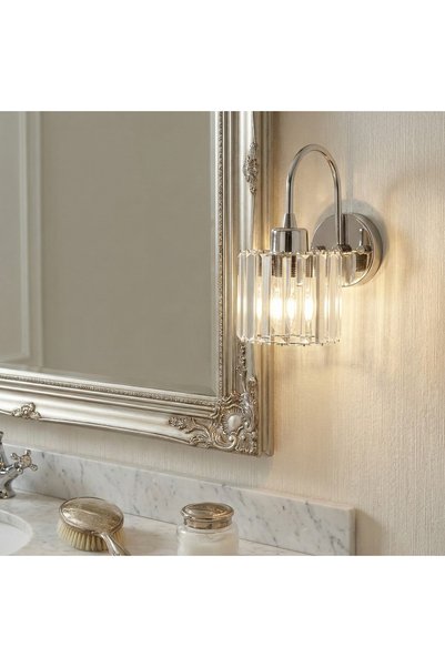 MOİRA Chrome Crystal Stone Sconce Modern Wall Lamp E27 Lampholder Bedroom Bathroom over Mirror,Yakops-15710-A