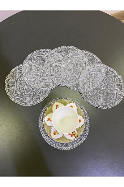 ART ÇEYİZ Gray Color Coffee Side Presentation Napkin, Coaster, Cocktail Prese...