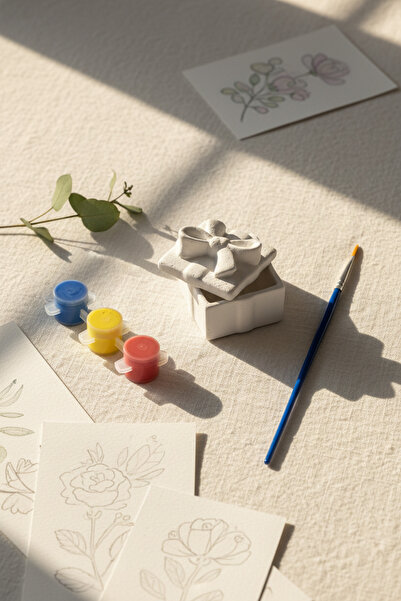 adanaçiçekliatölye MİNİ KARE KAPAKLI HEDİYE KUTUSU BOYAMA SETİ