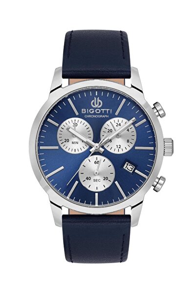 Bigotti Bg.1.10577-3 Leather Cord Functions Active Navy Blue Men's Wristwatch