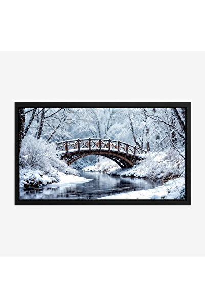 Tajridhome لوحة طبيعة هادئة - جسر خشبي - ثلوج بيضاء - هادئ - لوحات طبيعة - لو...