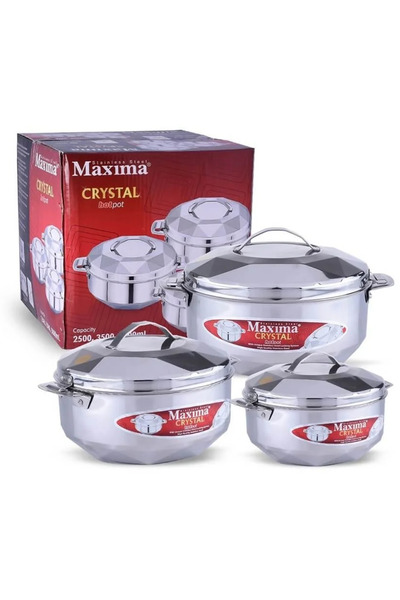 CRYSTRAL Crystal Maxima Food Container Set, 3 Pieces, Silver, 5/3.5/2.5 Liter...