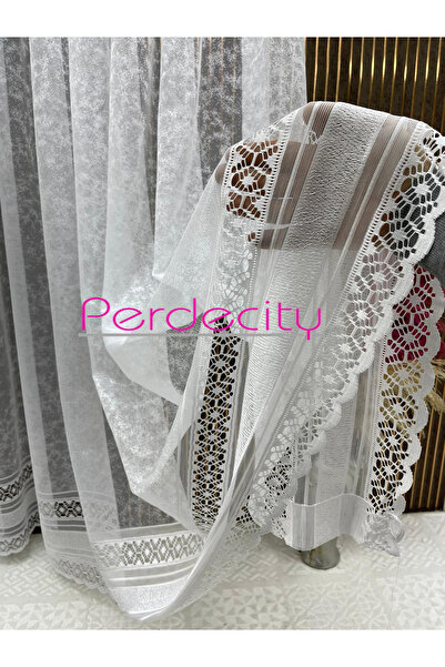 PERDECITY Gözde French Lace Knitted 1X3 Tight Pleat No Ironing Suitable for E...