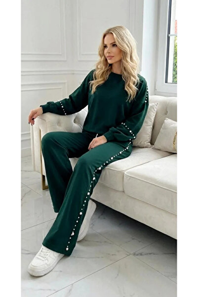 UniqueStore.ro Green oversized suit with pearls - Unique