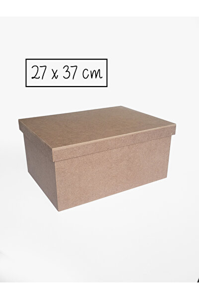 Ahşap Ham mdf, Boyanabilir 27x37 cm Dikdörtgen Şapka Kapaklı Kutu