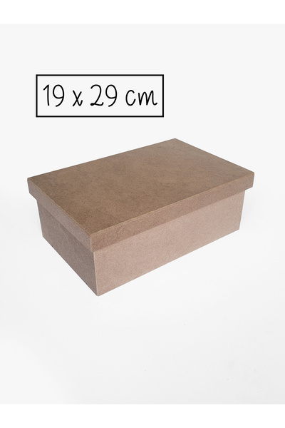 Ahşap Ham mdf, Boyanabilir 19x29 cm Dikdörtgen Şapka Kapaklı Kutu