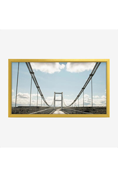 Tajridhome لوحة جسر - هيكل معدني - سماء زرقاء مع سحب - هادئ - لوحات فنية مودر...