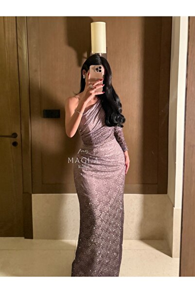 salsa-dresses brown ombre lace evening dress