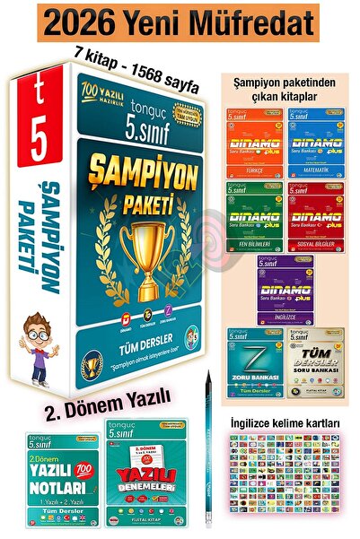 Tonguç Yayınları 5. Sınıf 2026 Şampiyon Paketi + 2. Dönem Yazılı Denemeleri v...
