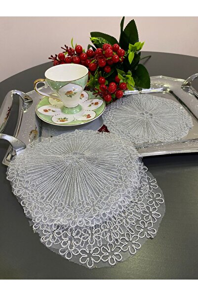 ART ÇEYİZ Gray Color Coffee Side Presentation Napkin, Coaster, Cocktail Prese...