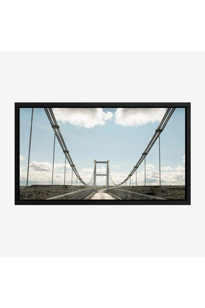 Tajridhome لوحة جسر - هيكل معدني - سماء زرقاء مع سحب - هادئ - لوحات فنية مودر...