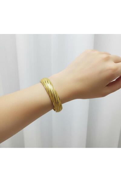 kuyumcu nurettin 10 gr (GRAM) Kumlu Çizgili Desenli Şarnel Bilezik 22 Ayar Al...