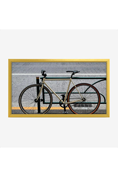 Tajridhome Bicycle painting - Bicycle on the sidewalk - Neutral colors - Urba...