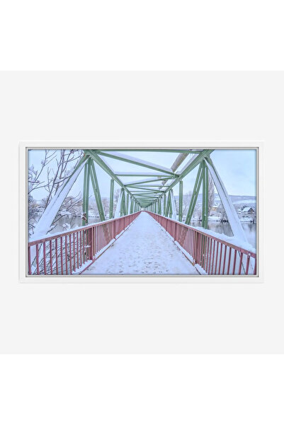 Tajridhome لوحة جسر - مشهد ثلجي - ألوان باردة - هادئ - لوحات طبيعة - لوحات كا...