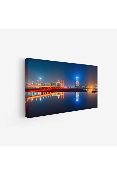 Tajridhome لوحة منظر ليلي - جسر مضاء - سماء داكنة - درامي - لوحات فن عصري - ل...